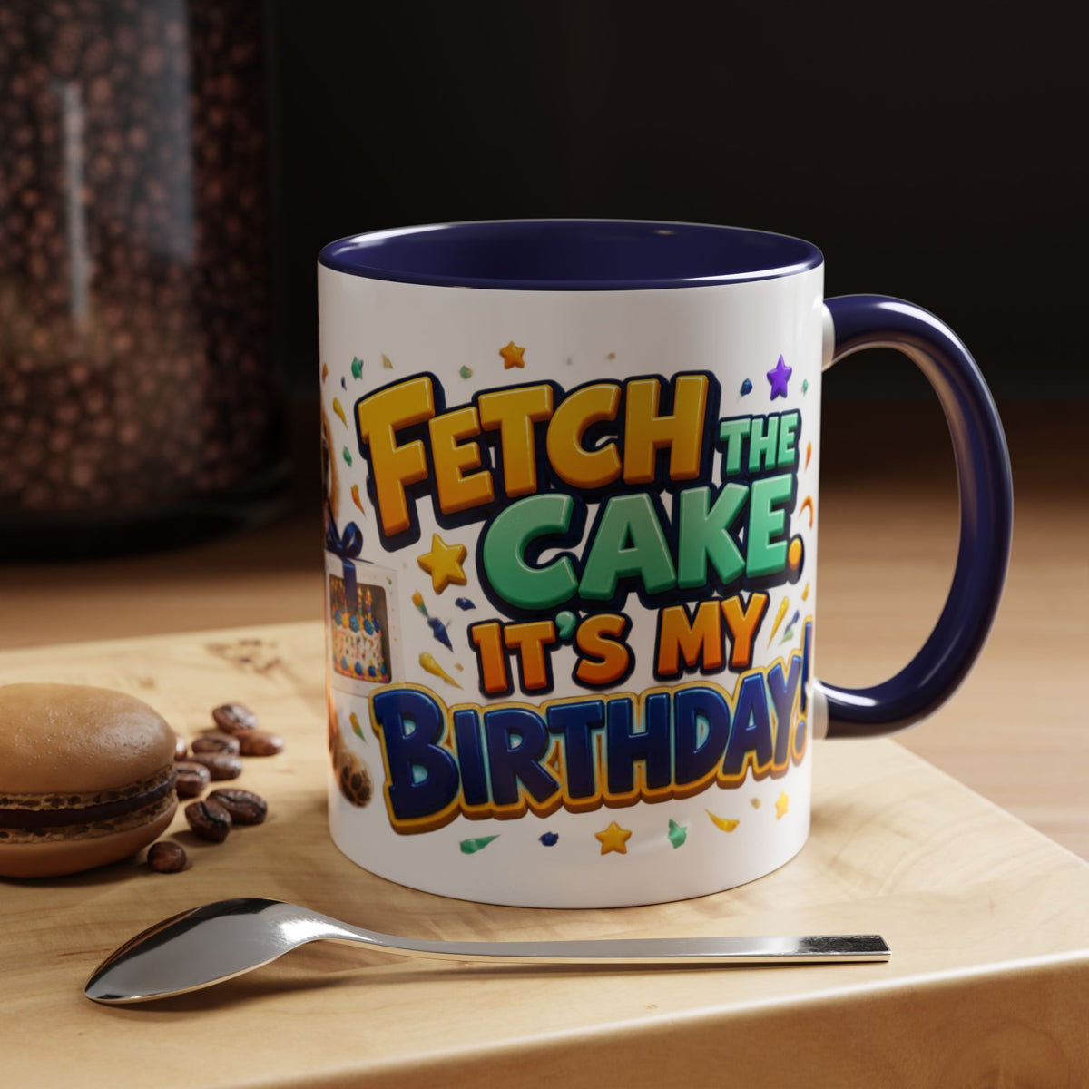 Fetch the Cake Golden Retriever Birthday White Mug