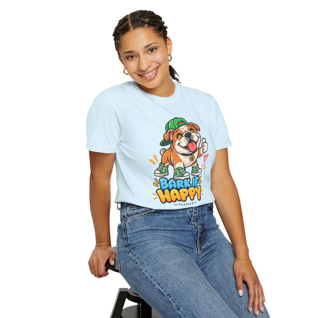 Bark If Happy – Cute Bulldog Graphic T-Shirt