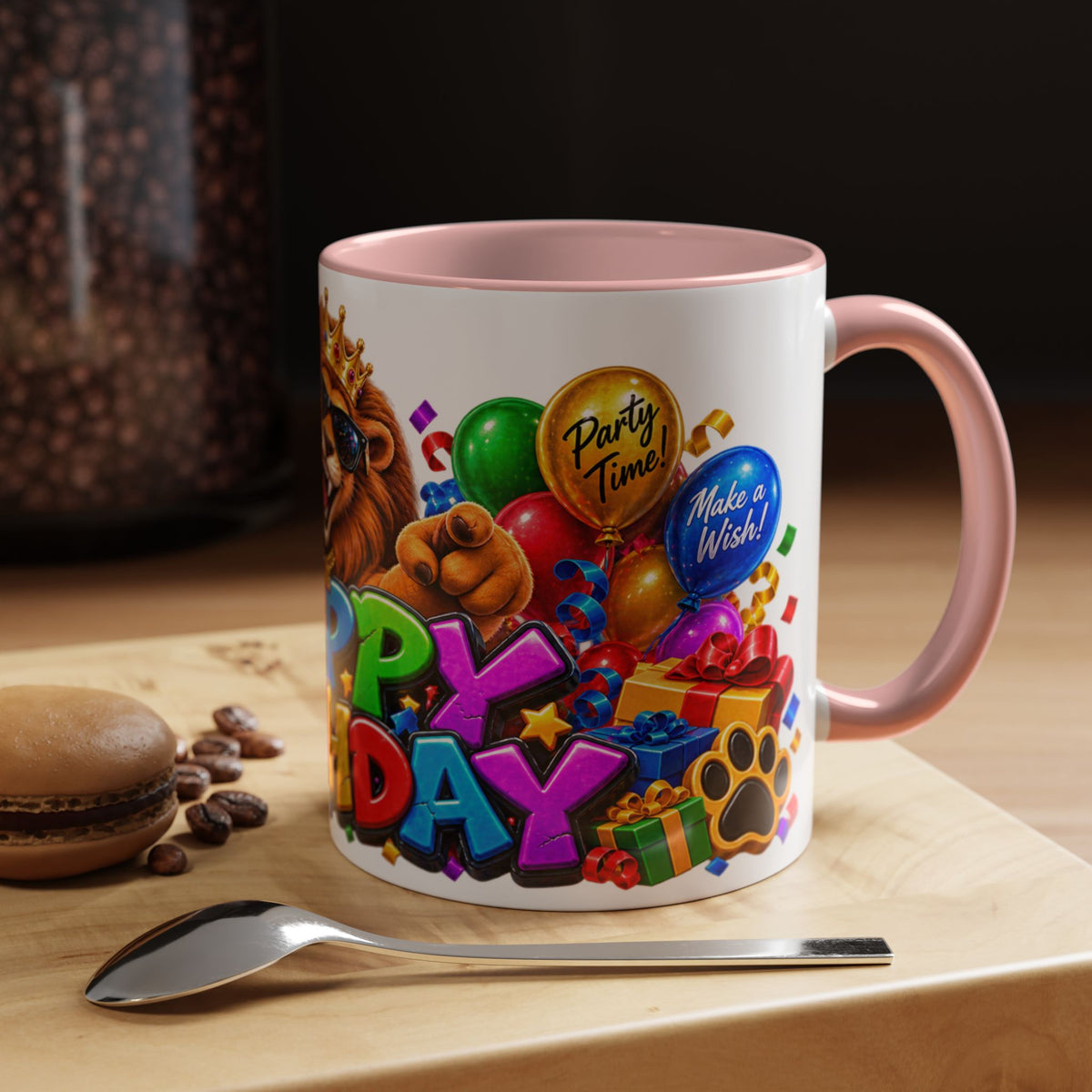 Lion Happy Birthday Mug – Colorful 3D King Celebration Design