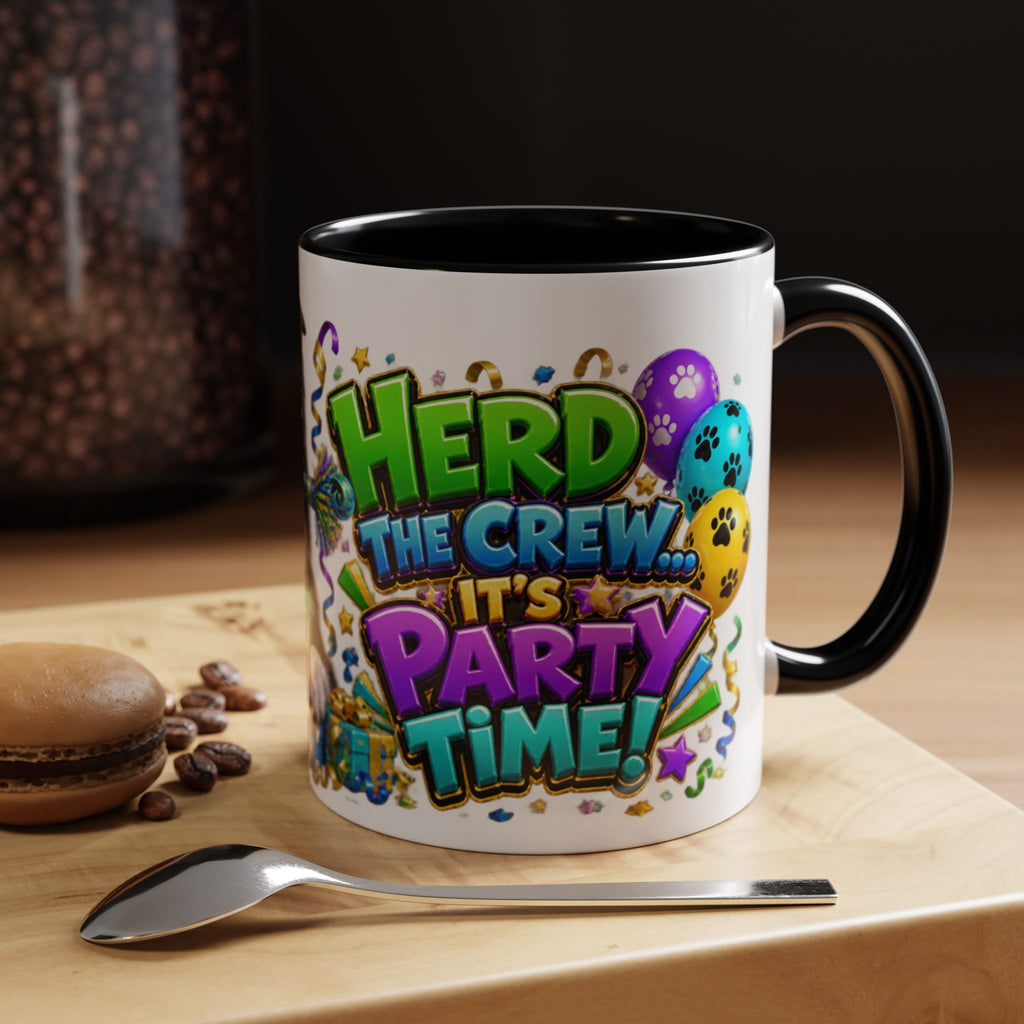 Herd the Crew Border Collie Birthday White Mug
