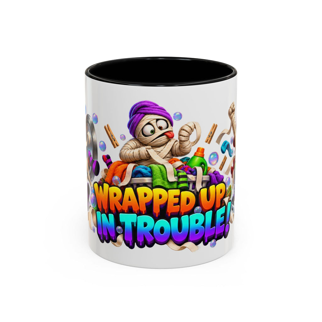 Wrapped Up in Trouble Mummy Halloween White Mug