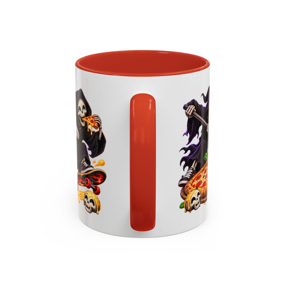 Slice to Meet You Funny Grim Reaper Pizza Halloween White Mug