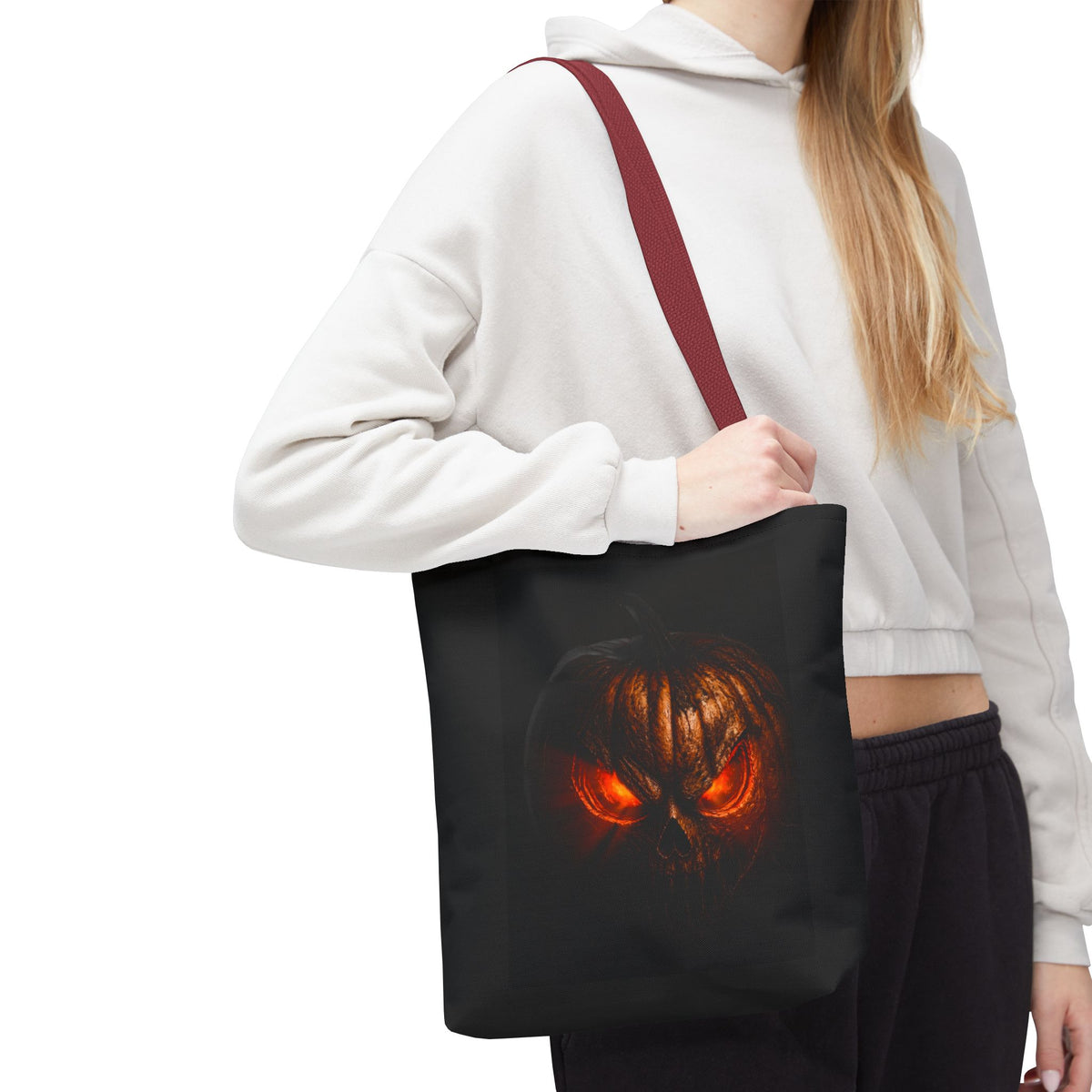 Spider Web Tote Bag — Creepy Red-Eyed Spider Halloween Grocery Tote