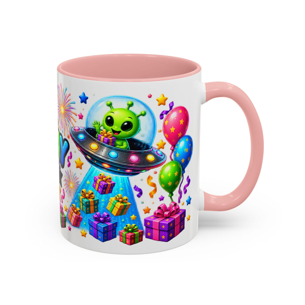 Happy Birthday Alien Coffee Mug — Colorful Galactic Birthday Wishes