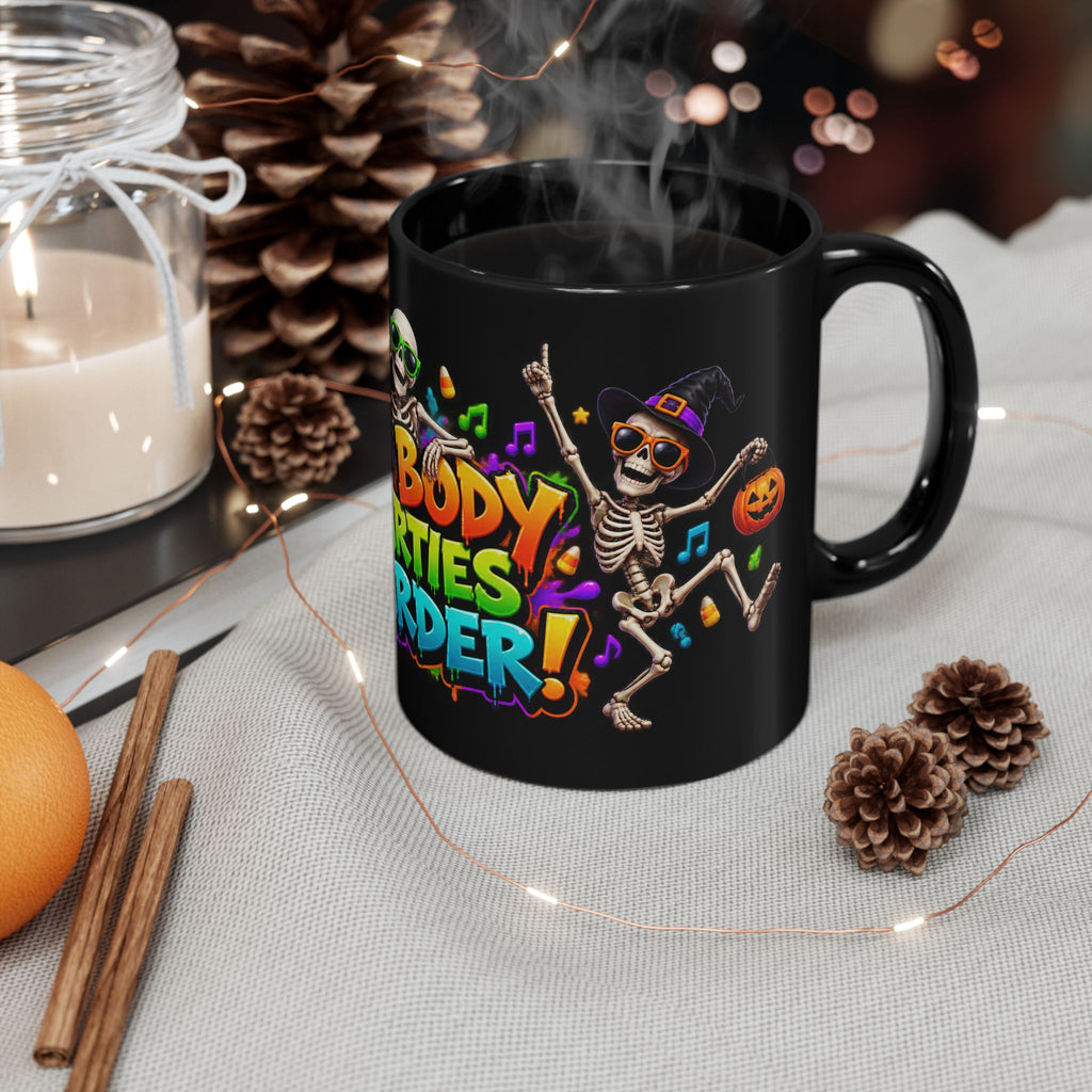 No Body Parties Harder Halloween Skeleton Party Black Mug