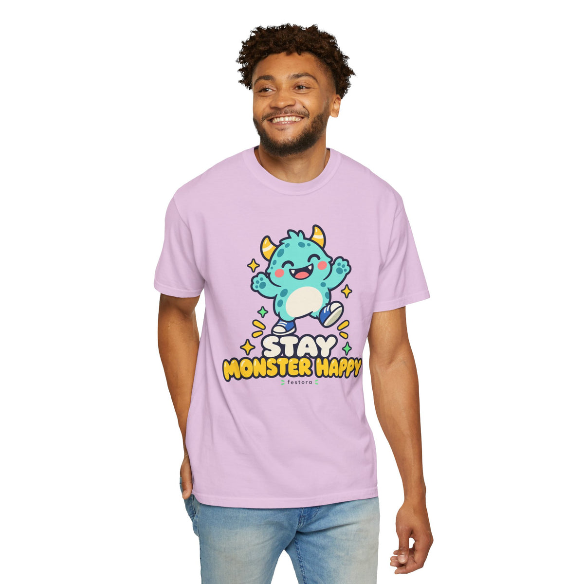 Stay Monster Happy – Cute Monster Graphic T-Shirt
