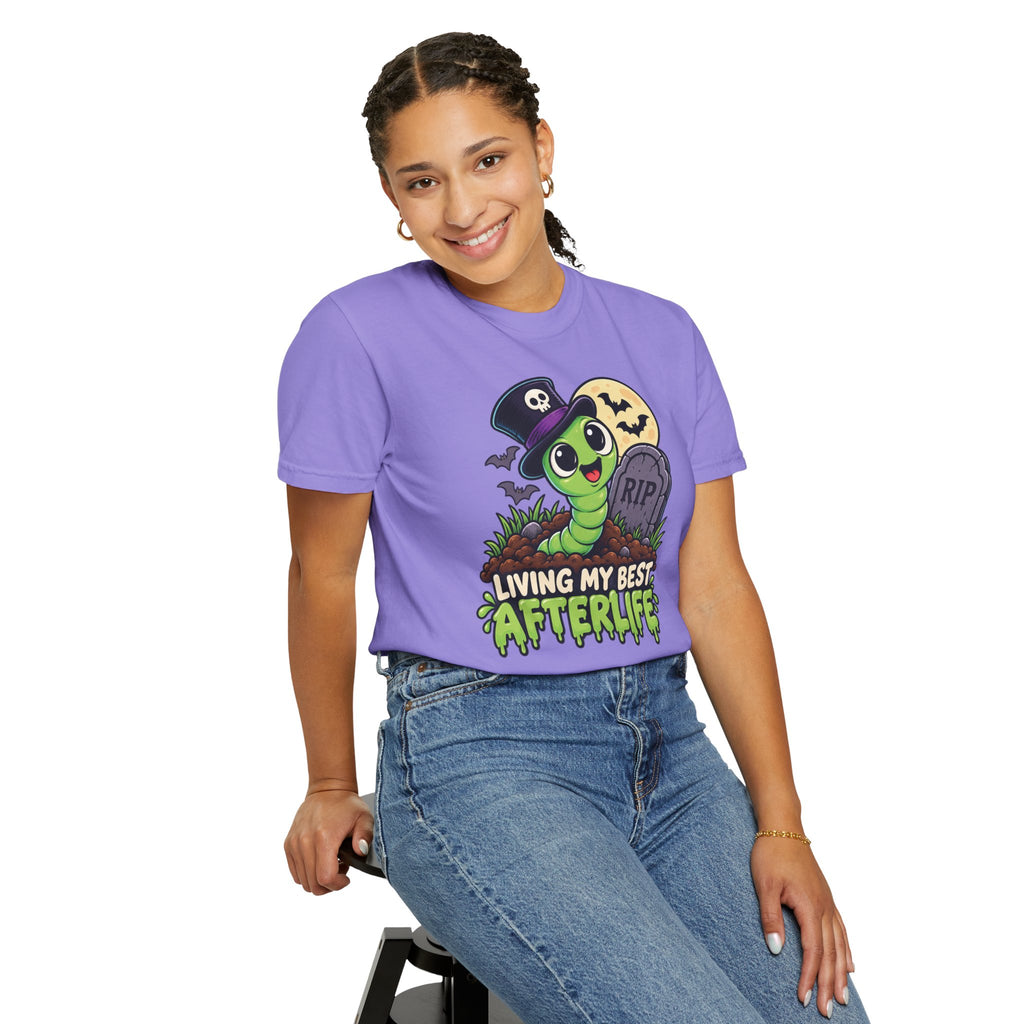 Living My Best Afterlife – Cute Halloween Graveyard Worm T-Shirt