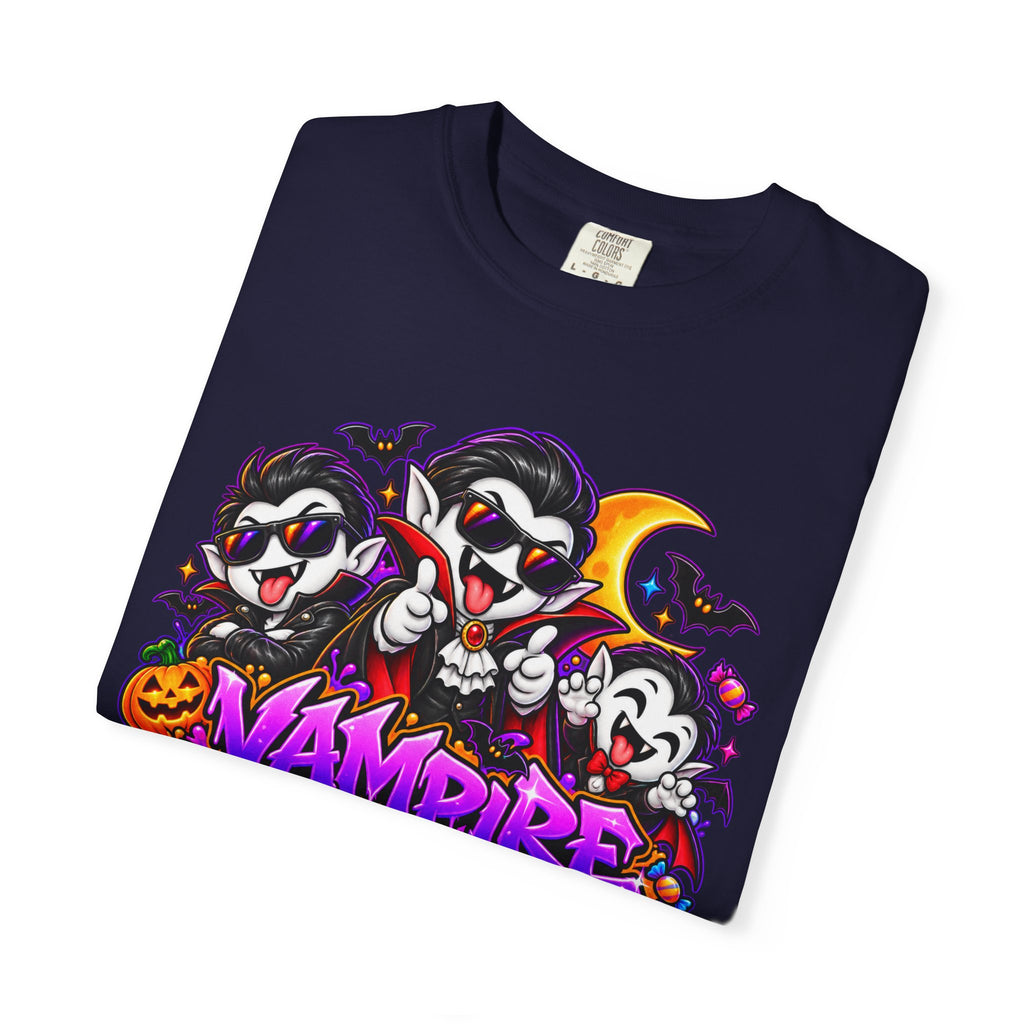 Neon Vampire Vibes Halloween Unisex Garment-Dyed T-Shirt Featuring a Cool Festora Vampire Crew