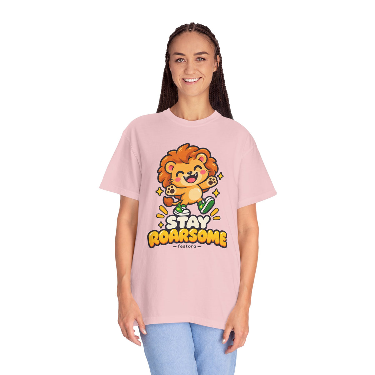 Stay Roarsome – Cute Happy Lion Graphic T-Shirt