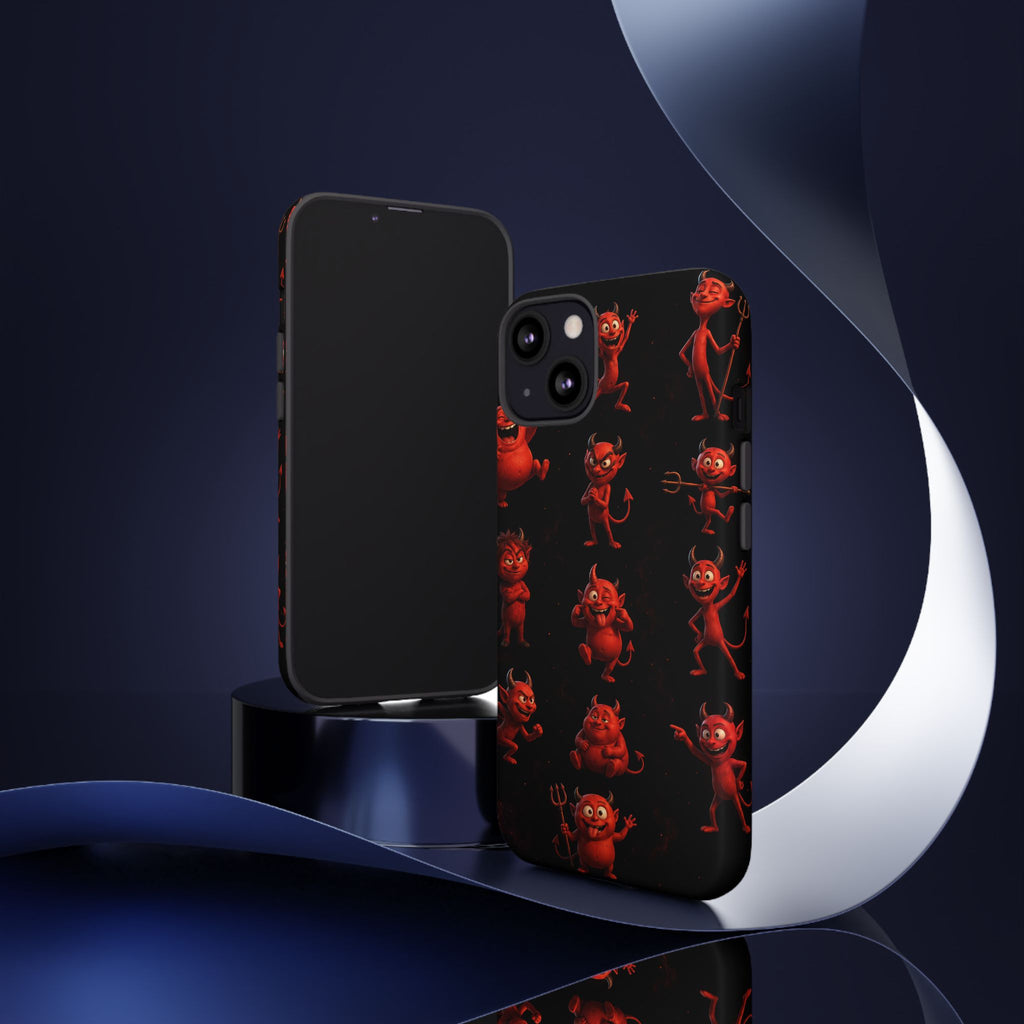 Devil Doodles Phone Case — Cute Red Demon Pattern Tough Case