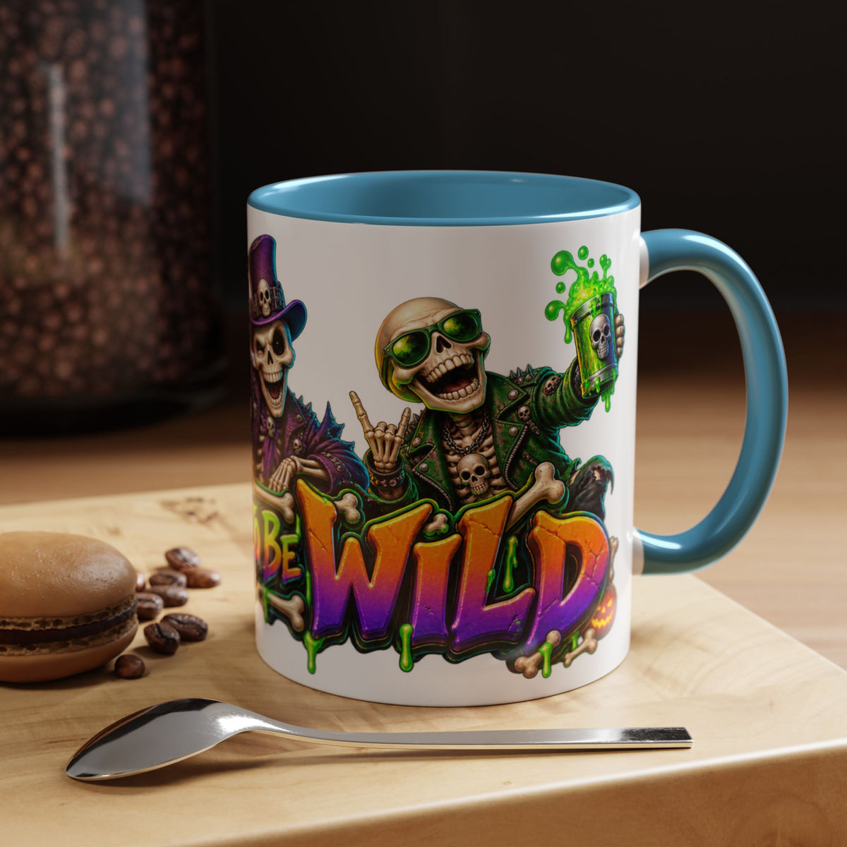 Bone to Be Wild Skeleton Crew Halloween White Mug