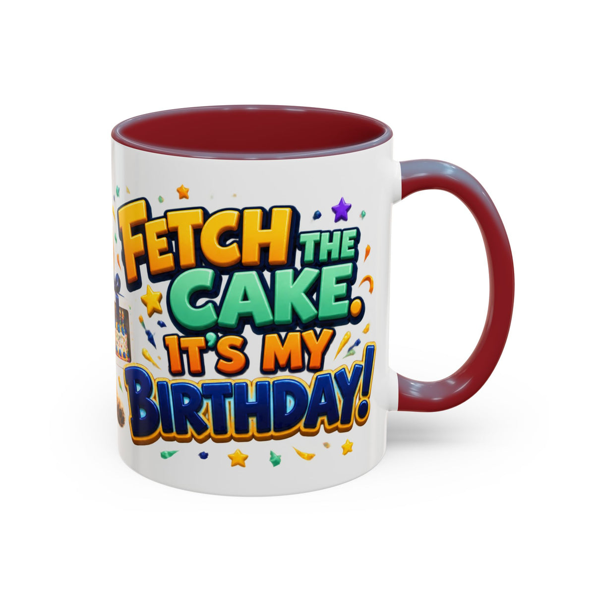 Fetch the Cake Golden Retriever Birthday White Mug