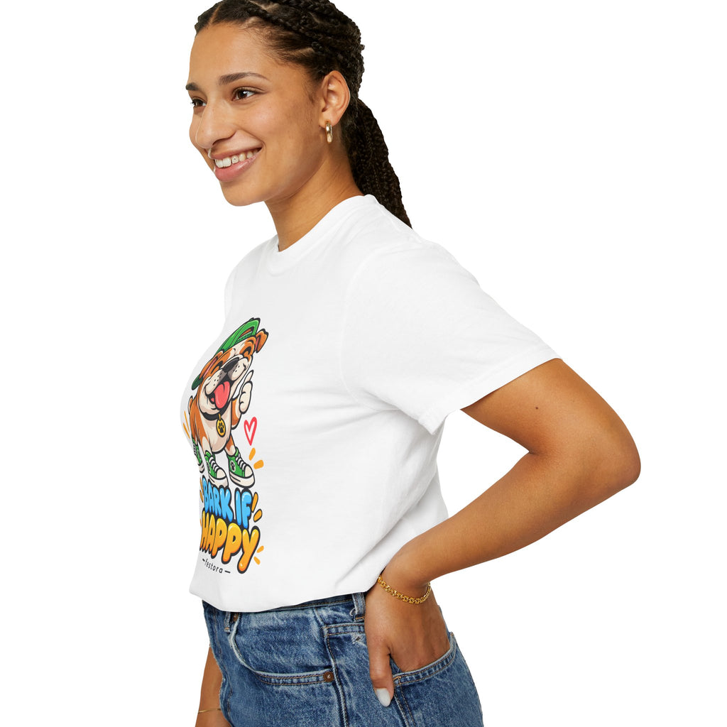 Bark If Happy – Cute Bulldog Graphic T-Shirt