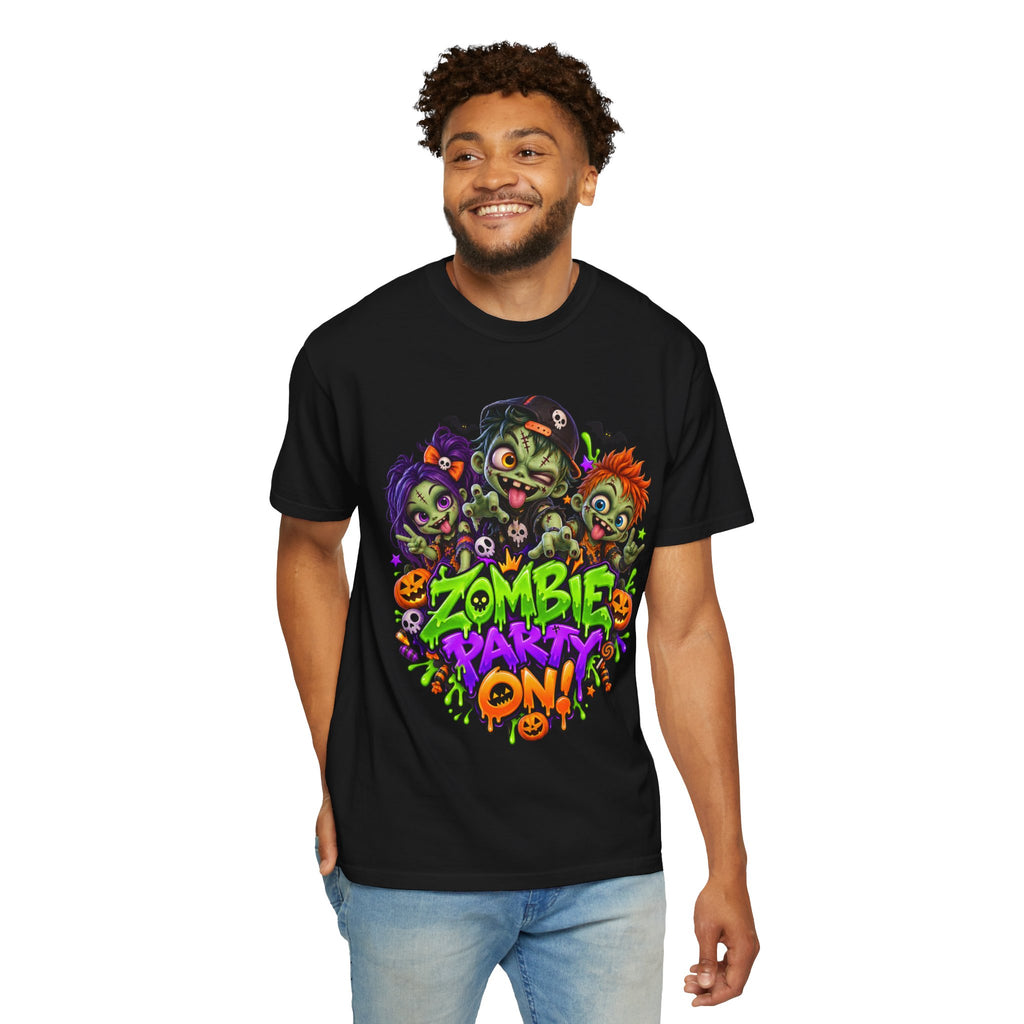 Zombie Party On! – Halloween Zombie Crew Graphic T-Shirt