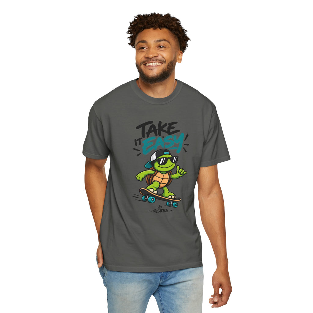 Take It Easy Skate Turtle Graphic T-Shirt | Festora Everyday