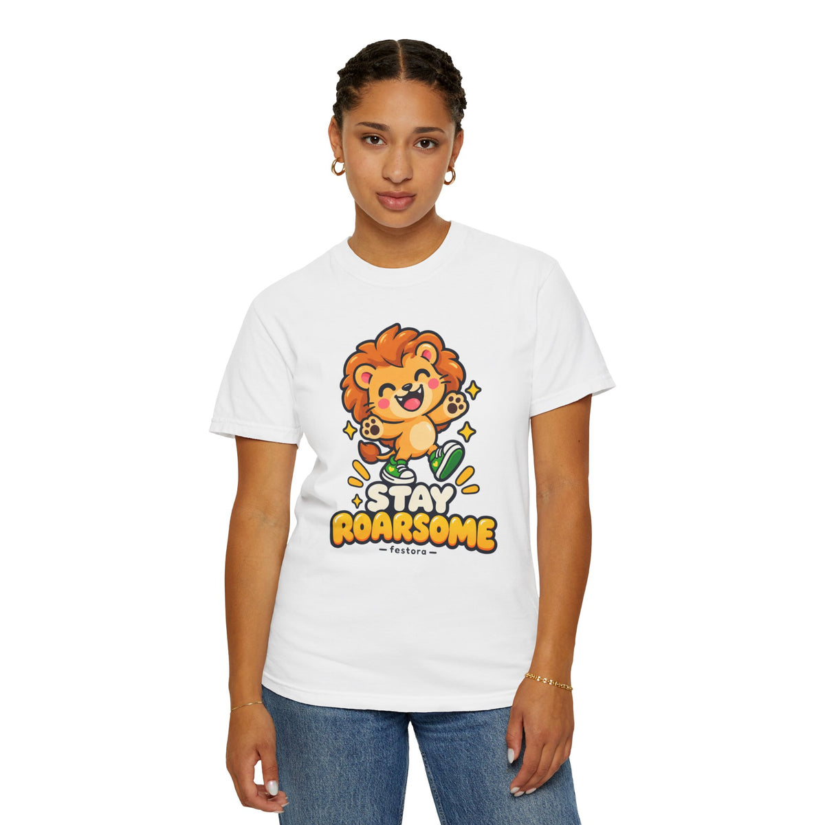 Stay Roarsome – Cute Happy Lion Graphic T-Shirt