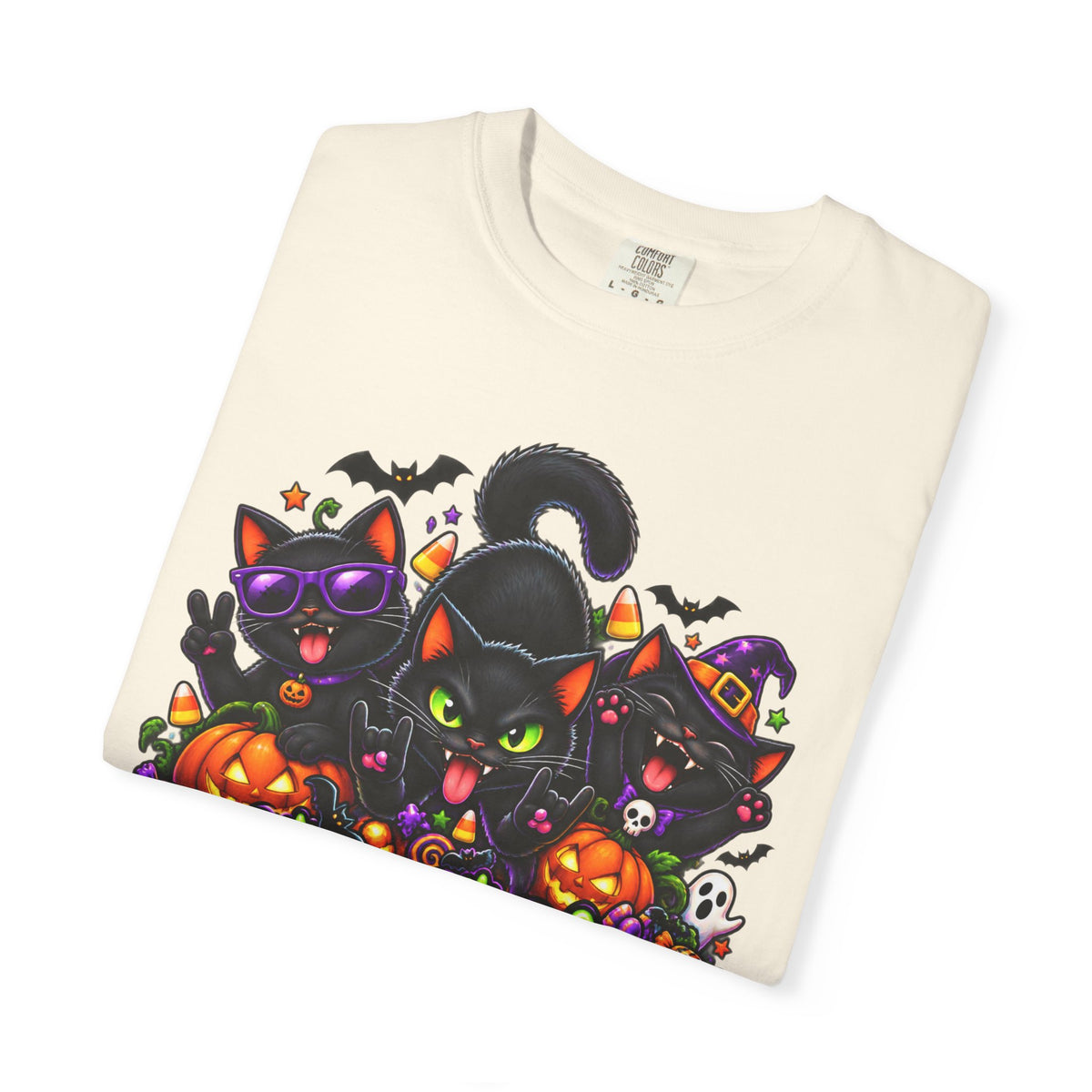 Midnight Mischief Halloween T-Shirt – Funny Black Cat Graphic Tee