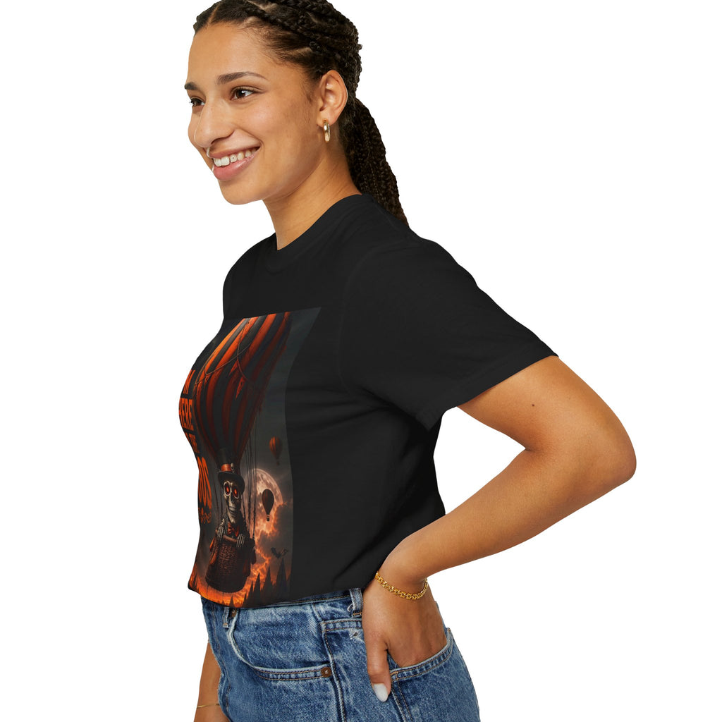 Halloween "I'm Here for the Boos" T-Shirt — Spooky Hot Air Balloon Ghost Tee