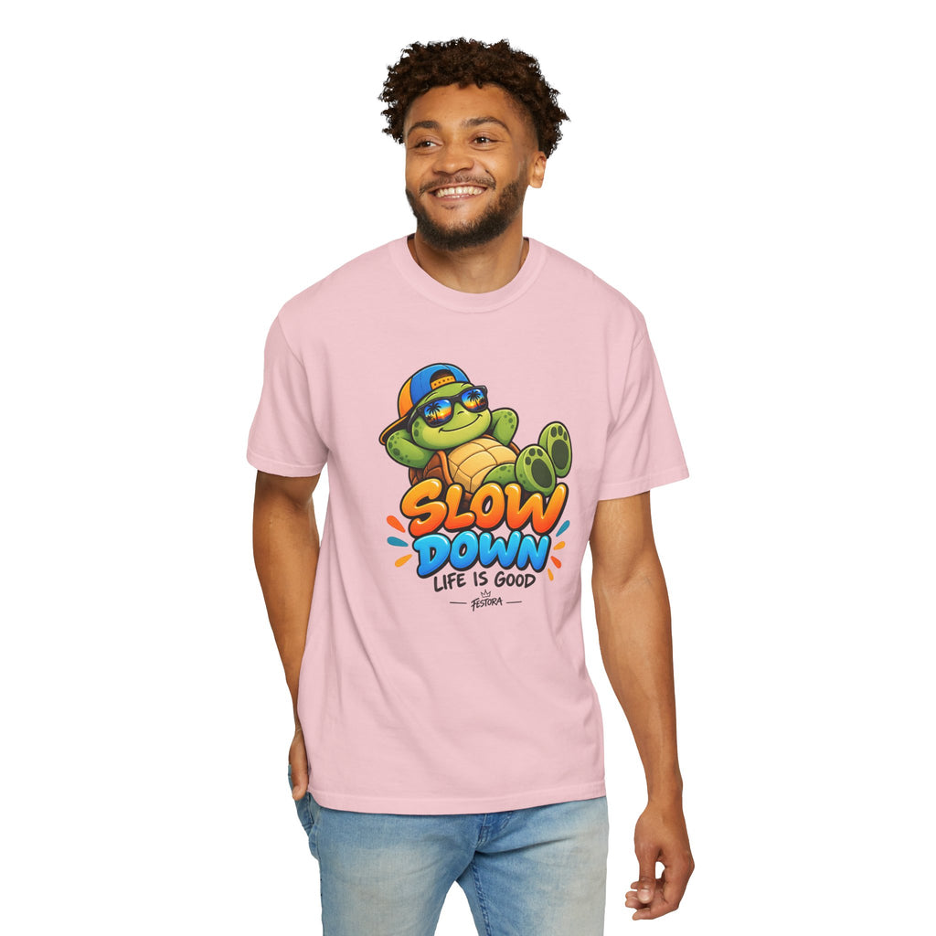 Slow Down, Life Is Good – Turtle Graphic T-Shirt | Festora Everyday