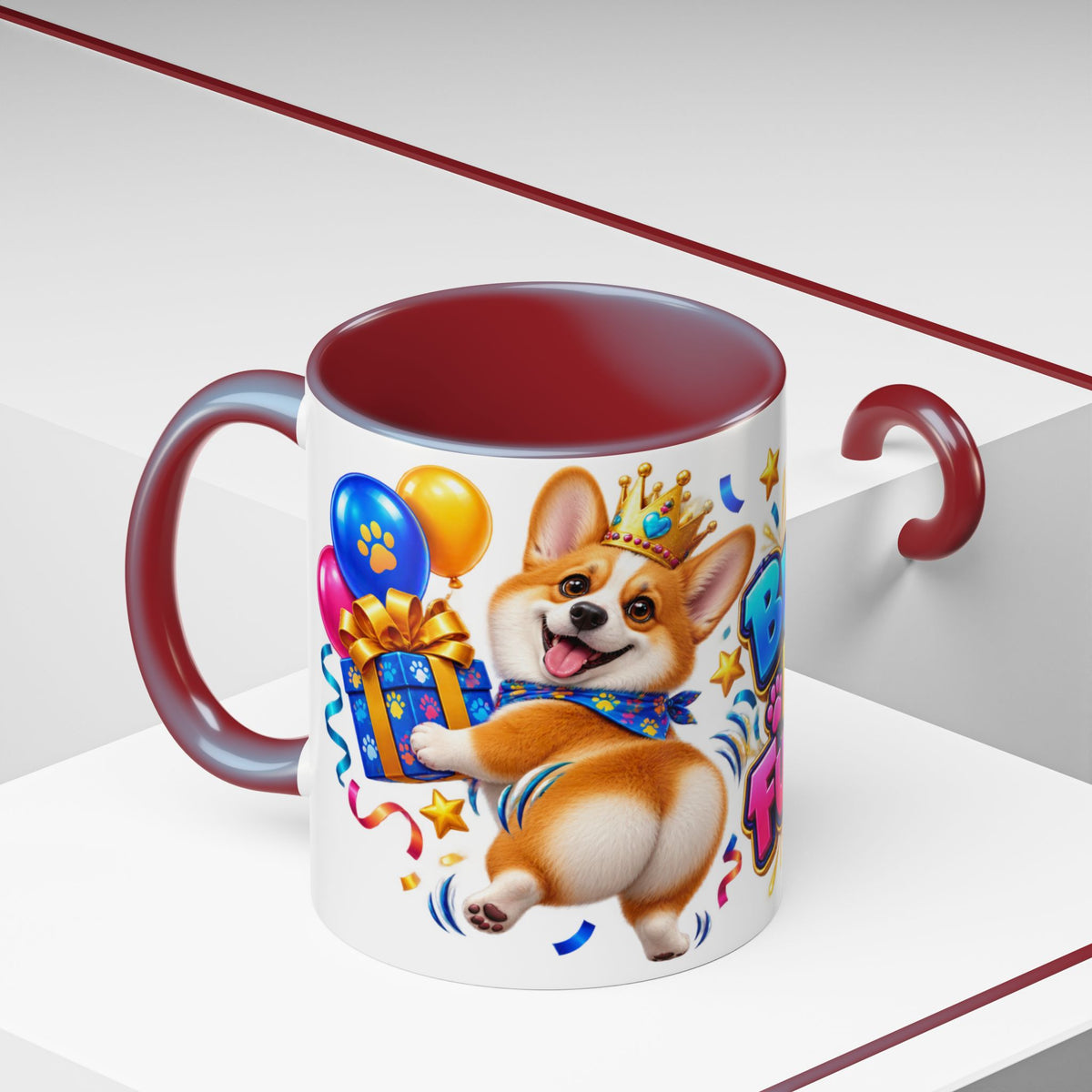 Birthday Mode Full Wiggle Corgi White Mug