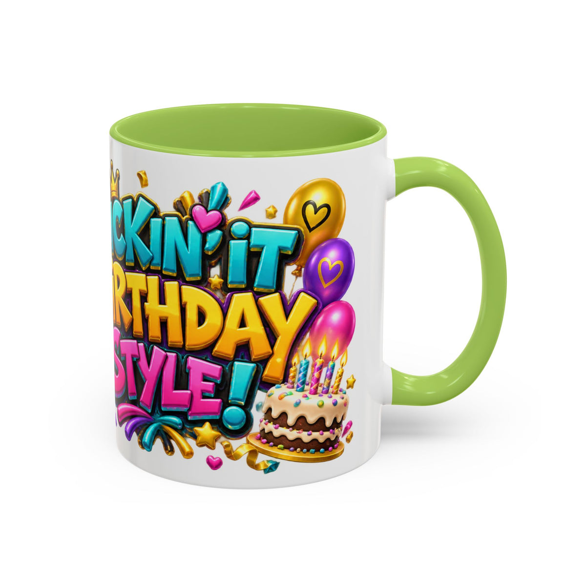 Kickin’ It Birthday Style Donkey White Mug – Funny Happy Birthday Party Cup, Cute Colorful Gift