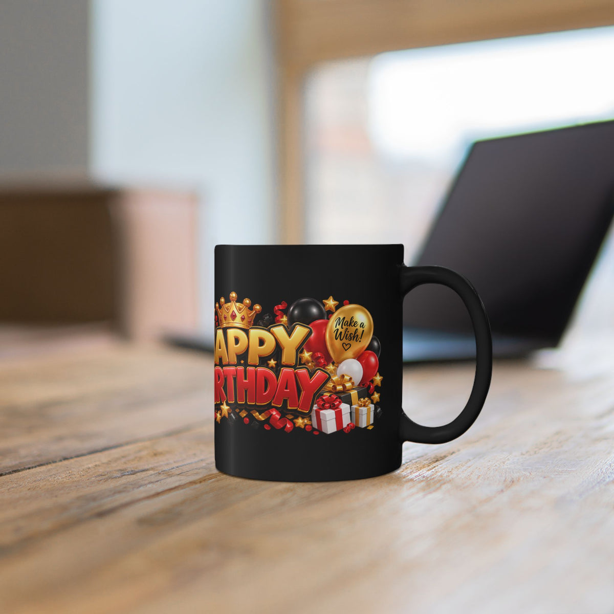 Happy Birthday Eagle Mug – Bold 3D Birthday Design – Black Coffee Mug