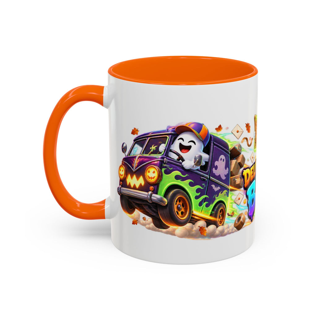Delivering the Boos Ghost Delivery Halloween White Mug