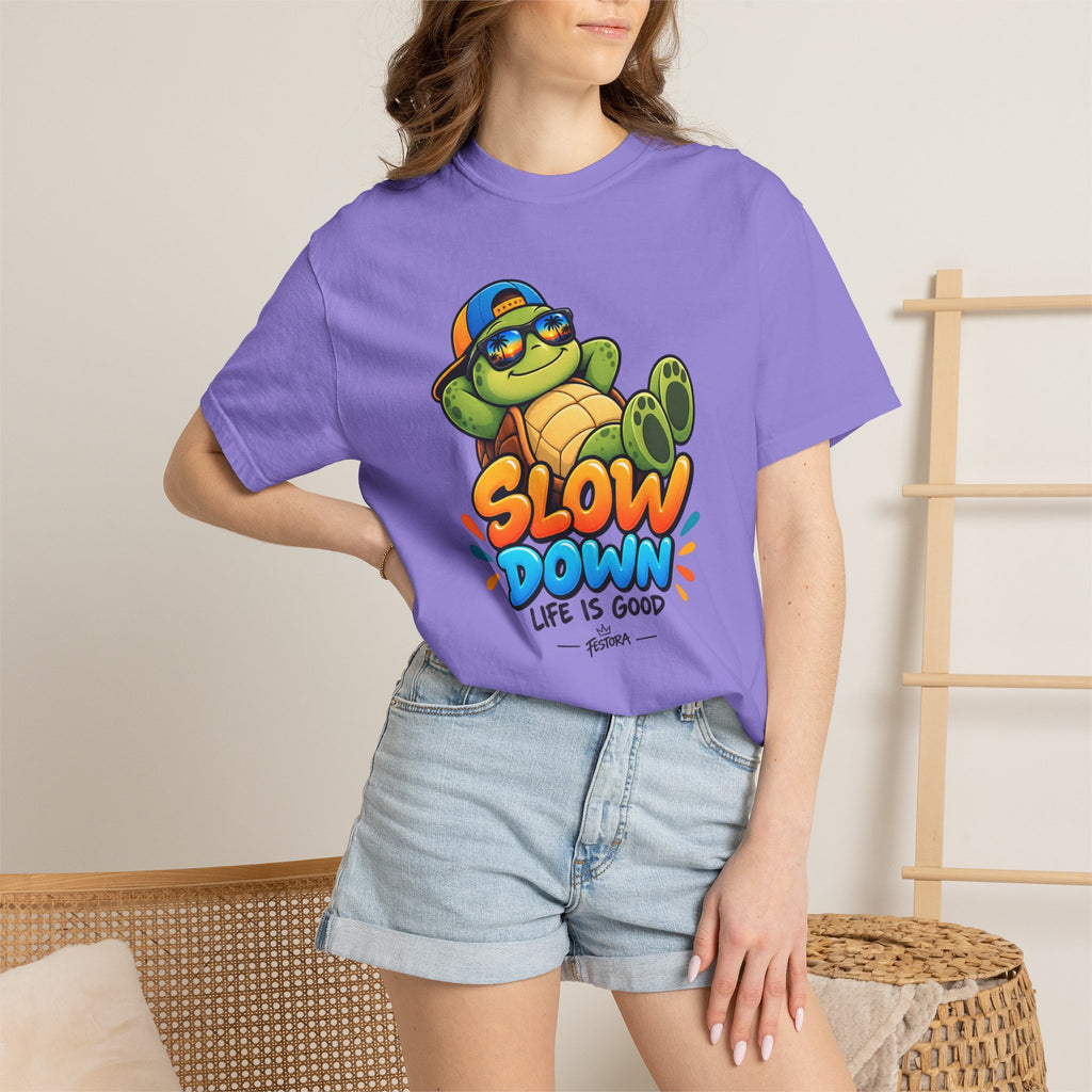 Slow Down, Life Is Good – Turtle Graphic T-Shirt | Festora Everyday