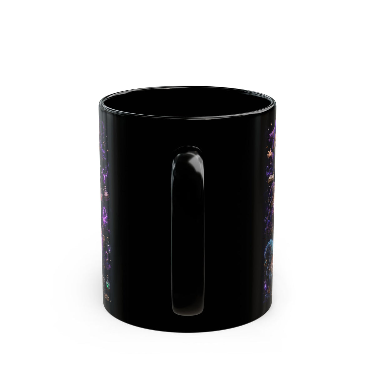 Magic Wizard Pattern Black Mug — Cute Wizardry Coffee Cup (11oz/15oz)