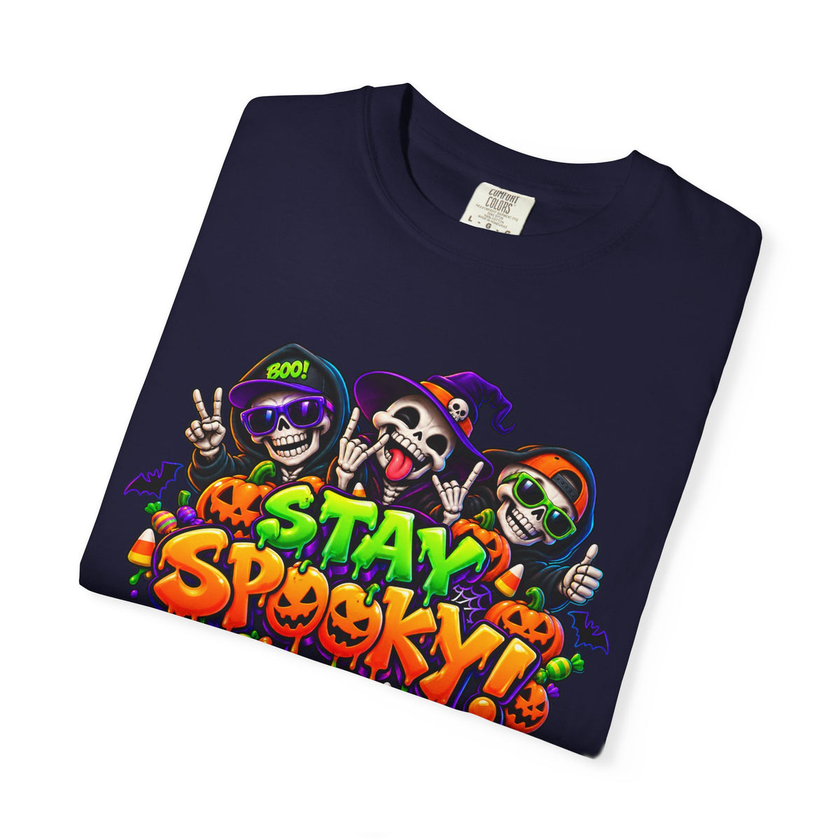 Stay Spooky Halloween T-Shirt – Funny Skeleton Crew Colorful Graphic Tee