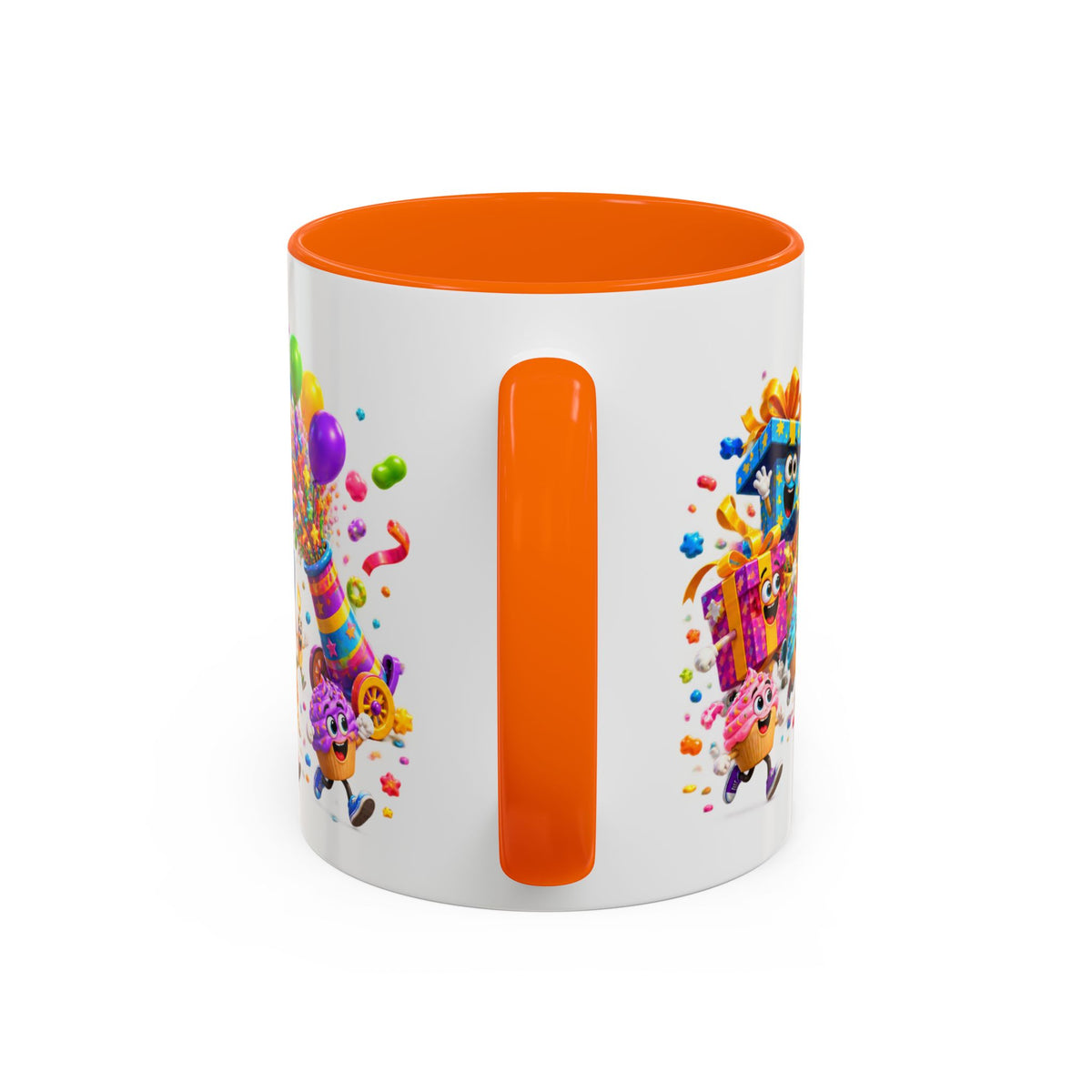 Birthday Party Coffee Mug – Colorful Happy Birthday Cake & Balloon Design (11/15oz Accent Mug)