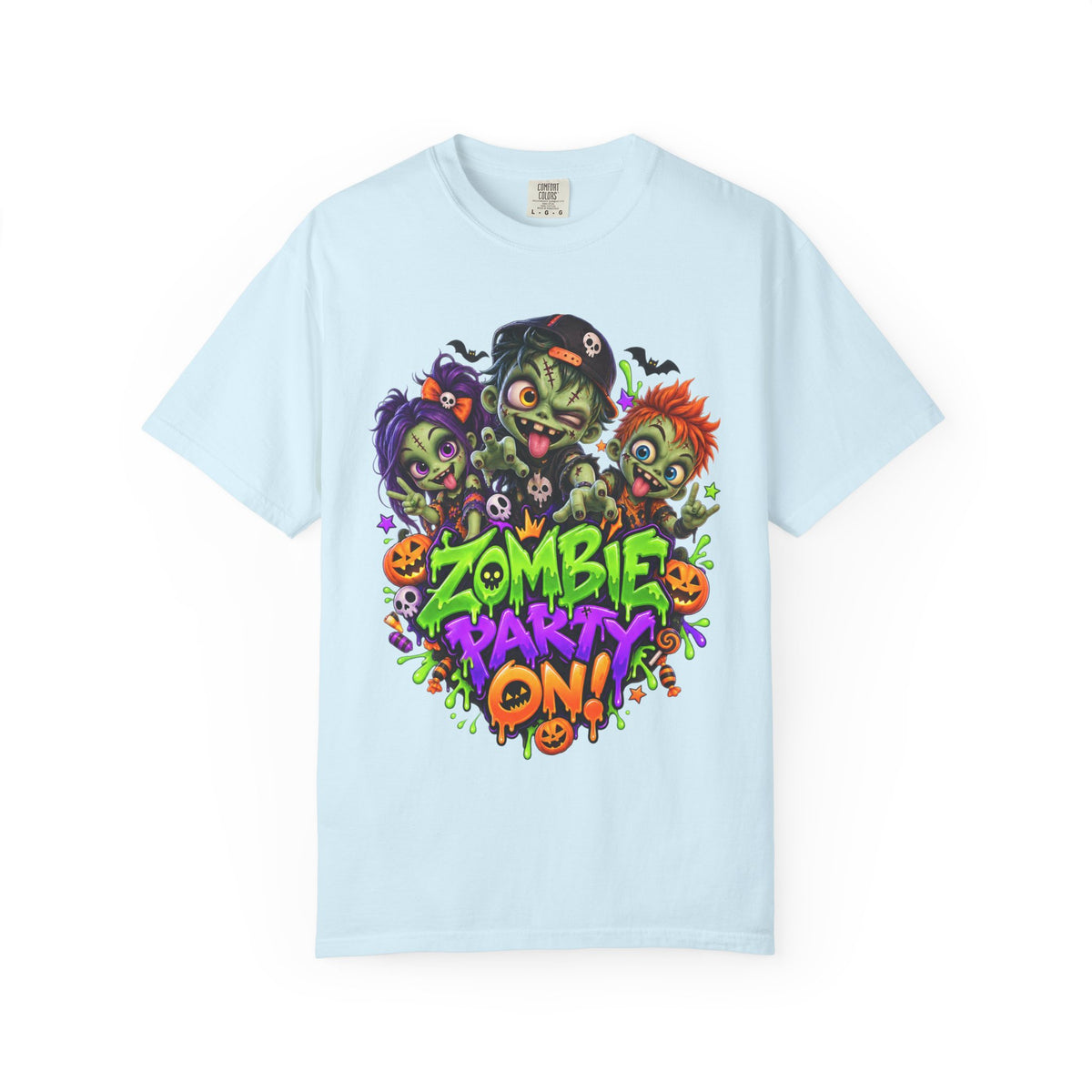 Zombie Party On! – Halloween Zombie Crew Graphic T-Shirt