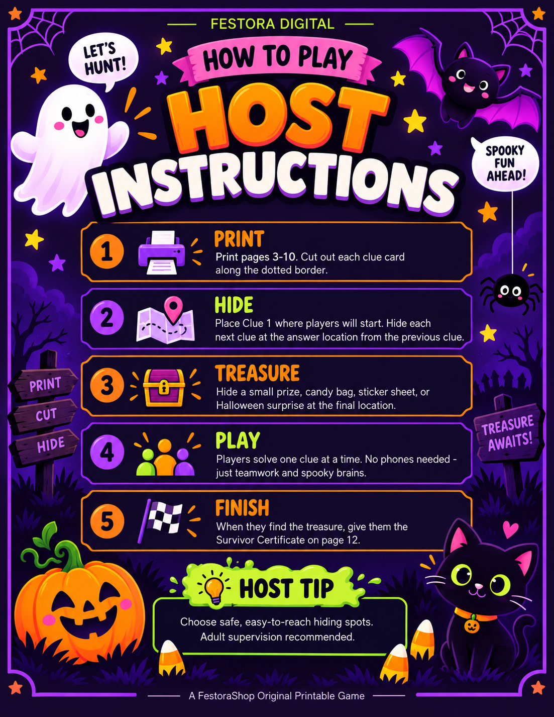 Halloween Mystery Hunt Printable Game – Haunted House Treasure Hunt for Kids