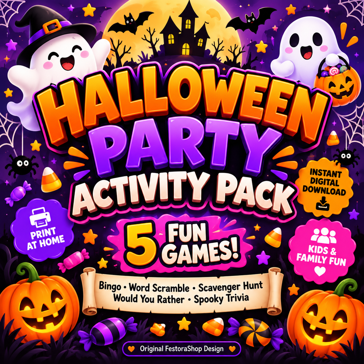 Halloween Party Printable Activity Pack – Instant Digital Download