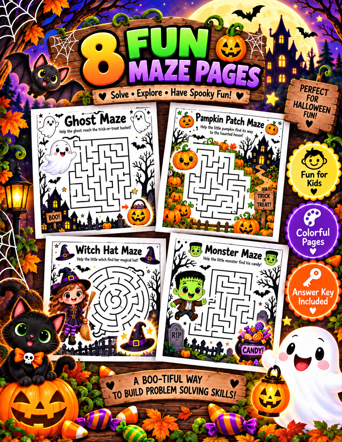 Halloween Maze Challenge Printable Game for Kids | Festora Digital